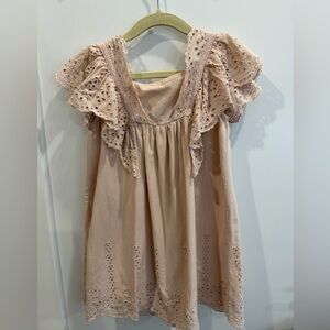 Zara 4T Cream Kids Dress with Ruffle Eyelet Design